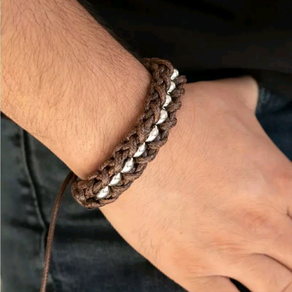 Paparazzi Mens Motor Pool Adjustable Bracelet in Brown